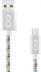 Kabel USB eXc  USB-A - microUSB 1.5 m Srebrny (5901687937335) 1