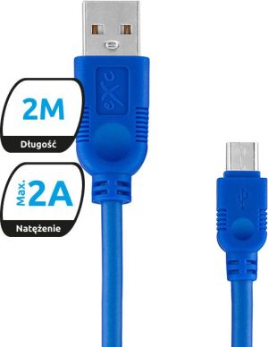Kabel USB eXc  USB-A - microUSB 2 m Granatowy (5901687937601) 1