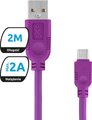 Kabel USB eXc  Whippy USB A -> Micro USB (M/M) Fioletowy 2m 1
