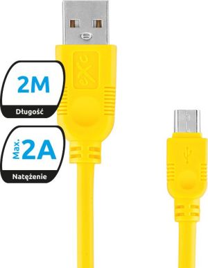 Kabel USB eXc  USB-A - microUSB 2 m Żółty (5901687937656) 1