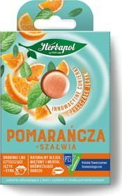 Herbapol Herbapol Cukierki Odświeżające o Smaku pomarańczowym z szałwią 20g 1