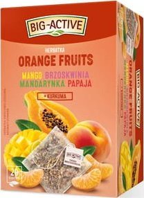 BIG-ACTIVE Big-Active herbatka owocowa Orange Fruits mango, brzoskwinia, mandarynka, papaja + kurkuma 20torebek x 2g/40g 1
