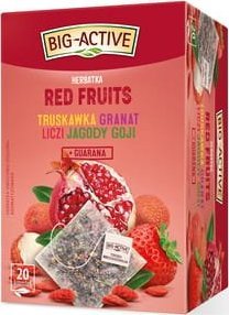 BIG-ACTIVE Big-Active herbatka owocowa Red Fruits truskawka, granat, liczi, jagody goji + guarana 20 torebek x 2,25g/45g 1
