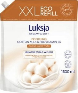 Luksja Luksja Creamy & Soft Kremowe mydło w płynie Mleczko Bawełniane i Prowitamina B5 1500 ml opakowanie uzupełniające 1