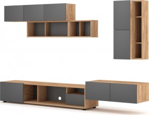 Vivaldi Zestaw poziomych szafek wiszących BARCELONA 3 grafit mat/dąb 2