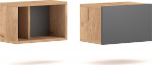 Vivaldi Zestaw poziomych szafek wiszących BARCELONA 3 grafit mat/dąb 5