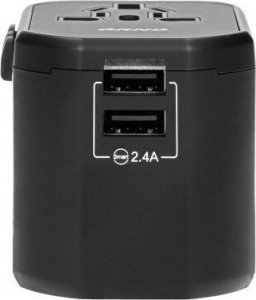 Orno GOworld USB uniwersalny adapter podróżny do ponad 200 krajów świata,  100-240V, 8A, 2 x USB, 5V  2,4A inteligentna identyfikacja 9