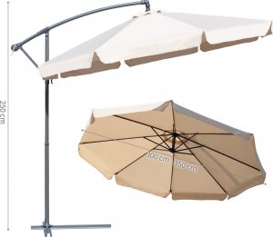 Maltec Parasol Ogrodowy Na Taras 350 cm Beżowy 3