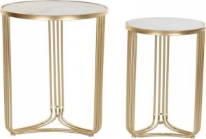 DKD Home Decor Zestaw 2 stołów DKD Home Decor Złoty Metal Biały Marmur (47,5 x 47,5 x 56 cm) 1