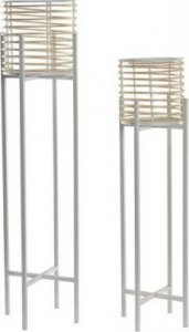 DKD Home Decor Zestaw garnków DKD Home Decor Metal Brązowy Biały Rattan (21 x 21 x 77 cm) 1