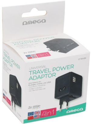 Omega Adapter podróżny 4 w 1 220-250V + 2 x USB 1