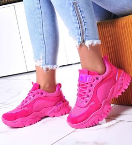 Pantofelek24 Damskie sneakersy na platformie Fuksja /E8-2 12386 W695/ 36 1