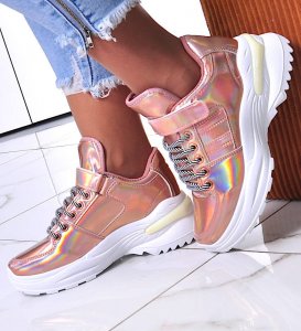 Pantofelek24 Damskie buty sportowe na platformie Champagne /G7-2 12380S223/ 38 1