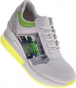 Pantofelek24 Damskie buty sportowe na platformie Białe /F6-3 12389 S394/ 37 2