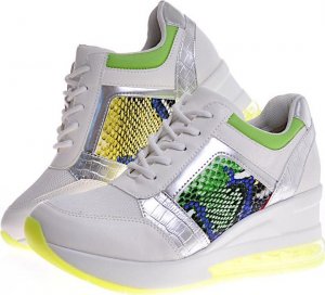 Pantofelek24 Damskie buty sportowe na platformie Białe /F6-3 12389 S394/ 37 4