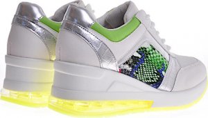 Pantofelek24 Damskie buty sportowe na platformie Białe /F6-3 12389 S394/ 37 8