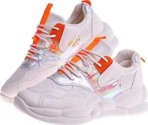 Pantofelek24 Damskie buty sportowe na platformie Beżowe /D5-3 12378 T296/ 37 3