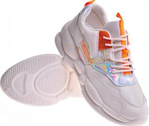 Pantofelek24 Damskie buty sportowe na platformie Beżowe /D5-3 12378 T296/ 37 4