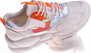 Pantofelek24 Damskie buty sportowe na platformie Beżowe /D5-3 12378 T296/ 37 6