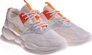 Pantofelek24 Damskie buty sportowe na platformie Beżowe /D5-3 12378 T296/ 37 7