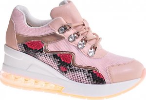 Pantofelek24 Damskie buty sportowe na platformie cieliste /F2-3 12377 S394/ 41 2