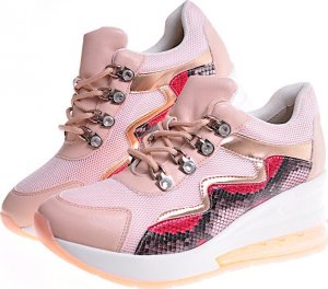 Pantofelek24 Damskie buty sportowe na platformie cieliste /F2-3 12377 S394/ 41 5