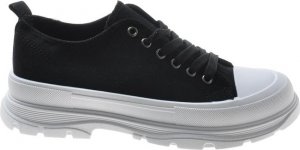 Pantofelek24 Czarne damskie wiosenne trampki creepersy /C7-3 7420 S295/ 39 1