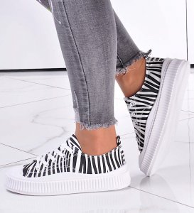 Pantofelek24 Wiązane trampki creepersy Zebra /C6-2 12280 S293/ 36 1