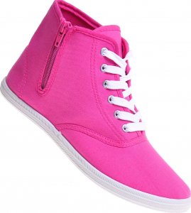 Pantofelek24 Wysokie damskie tenisówki z tkaniny Fuksja /C6-2 12355 T444/ 38 2