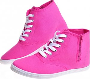Pantofelek24 Wysokie damskie tenisówki z tkaniny Fuksja /C6-2 12355 T444/ 38 4