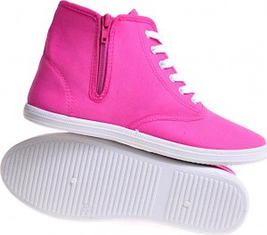 Pantofelek24 Wysokie damskie tenisówki z tkaniny Fuksja /C6-2 12355 T444/ 38 8