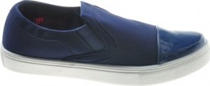 Pantofelek24 Wsuwane granatowe trampki z lakierowanymi noskami /B5-1 8246 S079/ 37 1