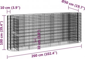 vidaXL vidaXL Podwyższona donica gabionowa, galwanizowane żelazo, 260x50x100 8