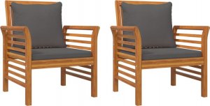 vidaXL vidaXL Fotele z ciemnoszarymi poduszkami, 2 szt., lite drewno akacjowe 2