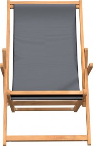 vidaXL Składany leżak plażowy, lite drewno tekowe, szary 3