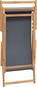 vidaXL Składany leżak plażowy, lite drewno tekowe, szary 6