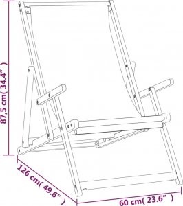 vidaXL Składany leżak plażowy, lite drewno tekowe, szary 8