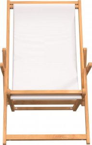 vidaXL Składany leżak plażowy, lite drewno tekowe, kremowy 3