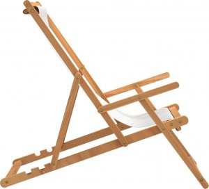 vidaXL Składany leżak plażowy, lite drewno tekowe, kremowy 5