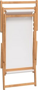 vidaXL Składany leżak plażowy, lite drewno tekowe, kremowy 6