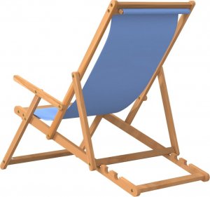 vidaXL Składany leżak plażowy, lite drewno tekowe, niebieski 5