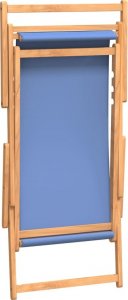 vidaXL Składany leżak plażowy, lite drewno tekowe, niebieski 6