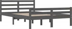 vidaXL Rama łóżka, szara, lite drewno, 150x200 cm, King Size 4