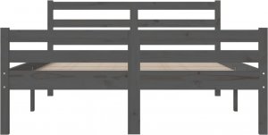 vidaXL Rama łóżka, szara, lite drewno, 150x200 cm, King Size 5