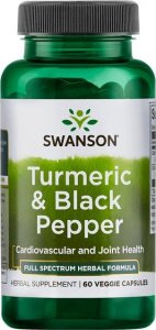Swanson Swanson Turmeric & Black Pepper (Kurkuma organiczna i czarny pieprz) 60 kapsułek wegańskich - WYSYŁA 1