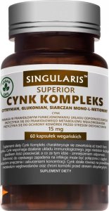 Singularis-Herbs Singularis Cynk Kompleks mix cytrynian, glukonian i mono l-metionina cynku 60 kapsułek wegańskich - 1