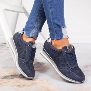 Jezzi Sneakersy damskie zamszowe niebieskie Jezzi 39 2