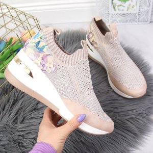 Artiker Sneakersy damskie na koturnie pudrowy róż Artiker 41 1