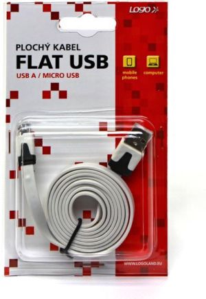 Kabel USB Logo USB-A - microUSB 1 m Biały 2