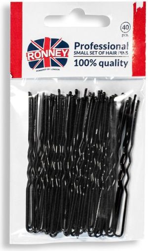 Ronney Profesjonalne kokówki do włosów długie, czarne 40 szt. 1